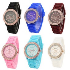 Deals, Discounts & Offers on Women - Geneva Rhinestone collection Silicone Strap Analog