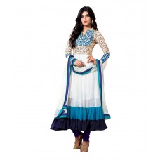 Deals, Discounts & Offers on Women Clothing - M Tex White Georgette Unstitched Dress Material