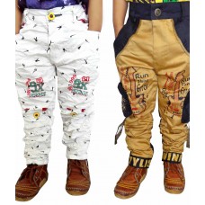 Deals, Discounts & Offers on Kid's Clothing - AD & AV Multi Color Cotton Blend Cargos- Pack of 2