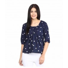 Deals, Discounts & Offers on Women Clothing - Flat 61% off on Mayra Navy Poly Crepe Tops