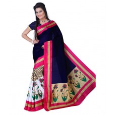 Deals, Discounts & Offers on Women Clothing - Shri Ambe Sarees Navy Cotton Saree