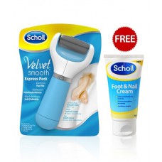 Deals, Discounts & Offers on Health & Personal Care - Scholl Velvet Smooth Express Pedi Electronic Foot File with Foot and Nail Cream Free