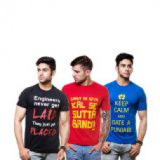 Deals, Discounts & Offers on Men Clothing - Multicolor Cotton Round Neck T-Shirts For Mens