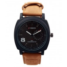 Deals, Discounts & Offers on Accessories - Curren Brown Leather Analog Watch for Men