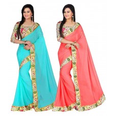 Deals, Discounts & Offers on Women Clothing - Praveen Tex Multicoloured Chiffon Saree Combos