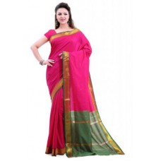 Deals, Discounts & Offers on Women Clothing - Ishin Poly Silk Paithani Pink Saree