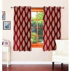Deals, Discounts & Offers on Home Appliances - Optimistic Home Furnishing Polyester Mehroon Motif Eyelet Window Curtain