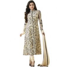 Deals, Discounts & Offers on Women Clothing - Fabliva Cream & Black Printed Pollycotton Dress Material