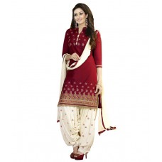 Deals, Discounts & Offers on Women Clothing - Soru Fashion Red Cotton Unstitched Dress Material