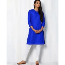 Deals, Discounts & Offers on Women Clothing - Chanderi Kurta With Running Stitch Embroidery