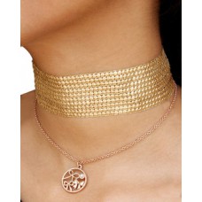 Deals, Discounts & Offers on Women - Golden Coloured Fabric Choker Necklace