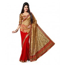 Deals, Discounts & Offers on Women Clothing - SareeShop Designer SareeS Red Brasso Saree