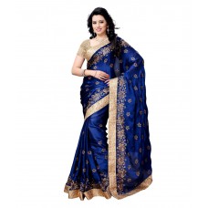 Deals, Discounts & Offers on Women Clothing - Four Seasons Blue Satin Saree
