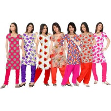 Deals, Discounts & Offers on Women Clothing - Shopeezo Cotton Floral Print, Polka Print Salwar Suit Material