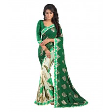 Deals, Discounts & Offers on Women Clothing - Bluebird Impex Green Georgette Saree