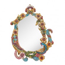 Deals, Discounts & Offers on Home Appliances - Flower handcrafted wooden decorative bathroom mirror