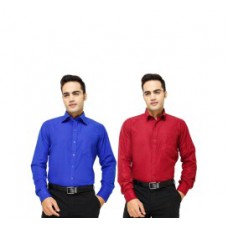Deals, Discounts & Offers on Men Clothing - Maroon And Blue Pack Of 2 Formal Shirts 
