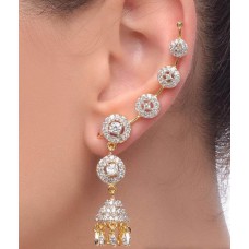 Deals, Discounts & Offers on Women - Jewels Galaxy Alloy Gold Plated American Diamond Studded Jhumka Ear Cuff