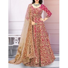Deals, Discounts & Offers on Women Clothing - Red bhagalpuri silk semistitched suits dress material