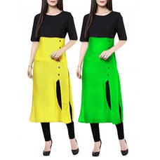 Deals, Discounts & Offers on Women Clothing - Set of 2 cotton kurtas at just Rs.444. 
