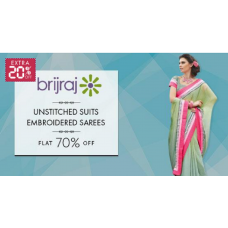 Deals, Discounts & Offers on Women Clothing - Flat 70% off on Unstitched Suits Embroidered Sarees