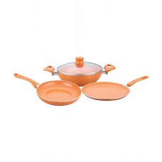 Deals, Discounts & Offers on Kitchen Containers - Flat 72% Off on Wonderchef Non-Stick Tangerine Cookware Set of 4