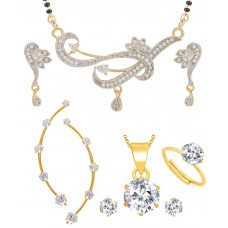 Deals, Discounts & Offers on Earings and Necklace - Jewels Galaxy White Alloy American Diamond Mangalsutra