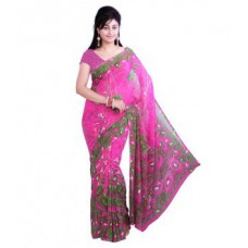 Deals, Discounts & Offers on Women Clothing - Styloce Pink Georgette Printed Saree