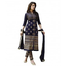 Deals, Discounts & Offers on Women Clothing - Jay Enterprise Navy Georgette Semi Stitched Dress Material