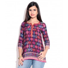 Deals, Discounts & Offers on Women Clothing - Biba Purple Printed Polyester Kurti