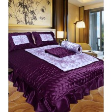 Deals, Discounts & Offers on Home Decor & Festive Needs - El Sandlo Urban Style Purple Satin Designer Double Bed Wedding Bedsheet