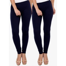 Deals, Discounts & Offers on Women Clothing - Leebonee Pack Of 2 Navy Blue Solid Leggings