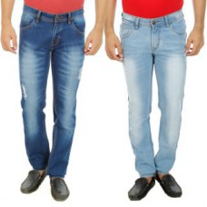 Deals, Discounts & Offers on Men Clothing - Flat 63% off on Stylox Pack Of 2 Round Pocket Damage Slim fit Jeans