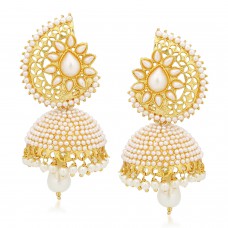 Deals, Discounts & Offers on Women - Meenaz Gold White Brass Jhumka Earrings For Women J133