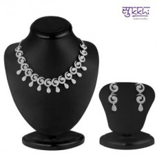Deals, Discounts & Offers on Earings and Necklace - Sukkhi Glimmery Rhodium Plated AD Stone Necklace Set with Earrings