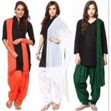 Deals, Discounts & Offers on Women Clothing - Upto 76% off on Tri Color Patiala Salwar Dupatta Combo