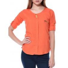 Deals, Discounts & Offers on Women Clothing - Upto 30% off on orange solid cotton top