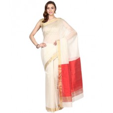 Deals, Discounts & Offers on Women Clothing - Upto 20% Of on f White Cotton Silk Chanderi Hand