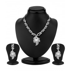 Deals, Discounts & Offers on Women - Sukkhi Gleaming Rhodium Plated Australian Diamond Necklace Set