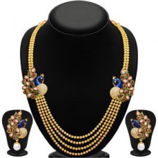 Deals, Discounts & Offers on Women - Sukkhi Gleaming Peacock Four Strings Gold Plated Necklace set