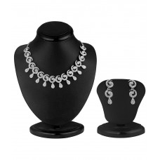 Deals, Discounts & Offers on Women - Sukkhi Glimmery Rhodium Plated AD Stone Necklace Set