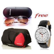 Deals, Discounts & Offers on Men - Reebok Gym Duffle Bag And Reebok Sunglasses With Free Reebok Watch