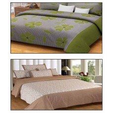 Deals, Discounts & Offers on Home Decor & Festive Needs - Optimistic Home Furnishing Contemporary Cotton 2 Bed Sheets With 4 Pillow Covers