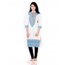 Deals, Discounts & Offers on Women Clothing - Mable White Cotton Straight Kurti