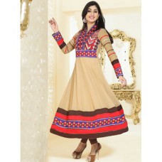 Deals, Discounts & Offers on Women Clothing - Flat 58% off on Cream Georgette Anarkali Suit