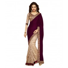 Deals, Discounts & Offers on Women Clothing - GLANCE STORE Maroon Velvet Saree