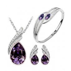 Deals, Discounts & Offers on Women - Purple Austrian Crystal Necklace Set