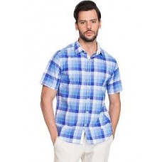 Deals, Discounts & Offers on Men Clothing - Zovi Slim Fit Casual Blue and White Checkered Shirt 