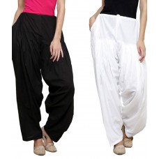 Deals, Discounts & Offers on Women - Pistaa Black and White Cotton Patiala Pack of 2 Salwar