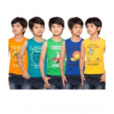 Deals, Discounts & Offers on Kid's Clothing - Maniac Pack of 5 Multicolour Sleeveless T-Shirts